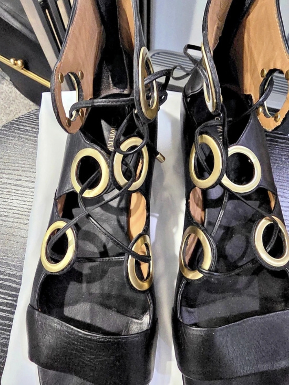 Calvin Klein Black Gladiator Lace Up Sandals